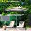 Grey 10Ft Outdoor Umbrella With Windproof Feature And Fabric Table Pole Adjustable Tilt Angle