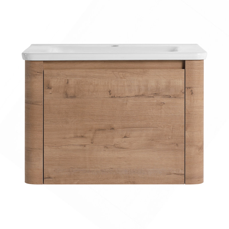 28"Wall-Mounted Bathroom Vanity with White Ceramic Sink & 1-Soft-Close Door-Packing, Plywood