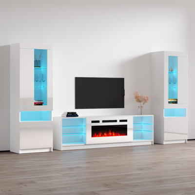 Meuble audio-vidéo Delaine 126 po avec foyer électrique Delaine