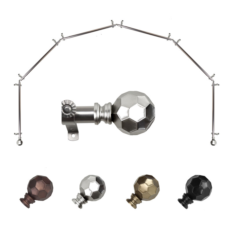Tringle à rideaux simple à 6 côtés Campanella, Nickel satiné, 28 à 48 po (de chaque côté)