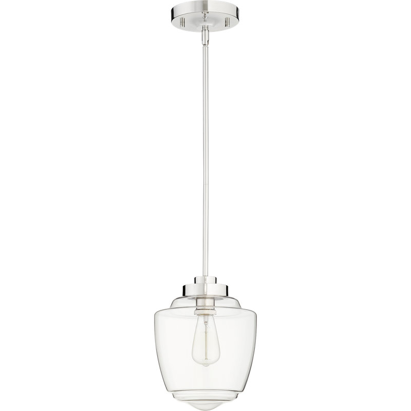 Luminaire suspendu 1 lumières scolaire single Dostie, Nickel poli