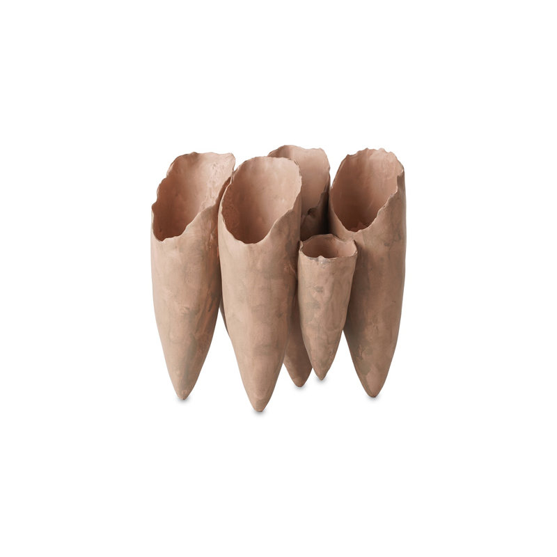 Ceramic Vase Dia 9", Brown
