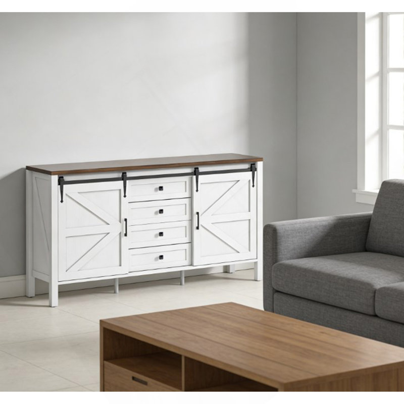 Spacious Coffee Bar Cabinet,Buffet Cabinet With Drawers