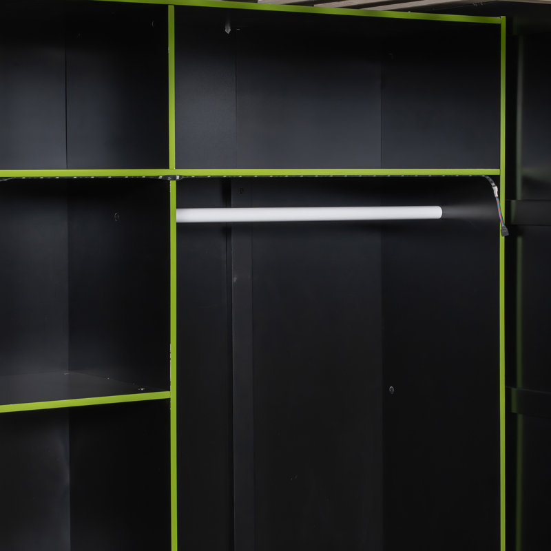 Lit mezzanine en bois avec bureau, Vert