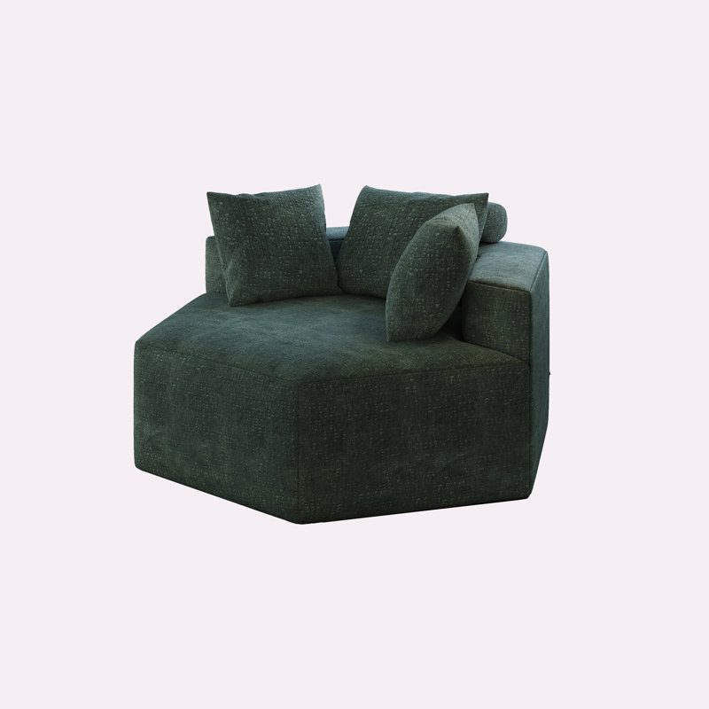54"L Chenille Sponge single sofa, Green