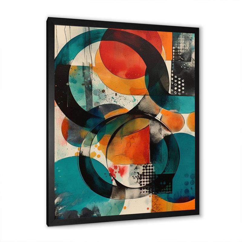 «Lia Orange Abstracted Geometric Explorations II», reproduction sur toile, Cadre photo noir, H 20 po x l 12 po x P 1 po