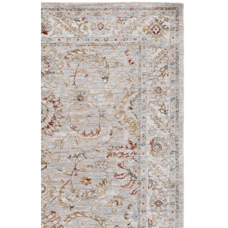 Tapis oriental gris en polyester fabriqué à la machine Xanthi, Tapis de couloir 2 pi 2 po x 8 pi