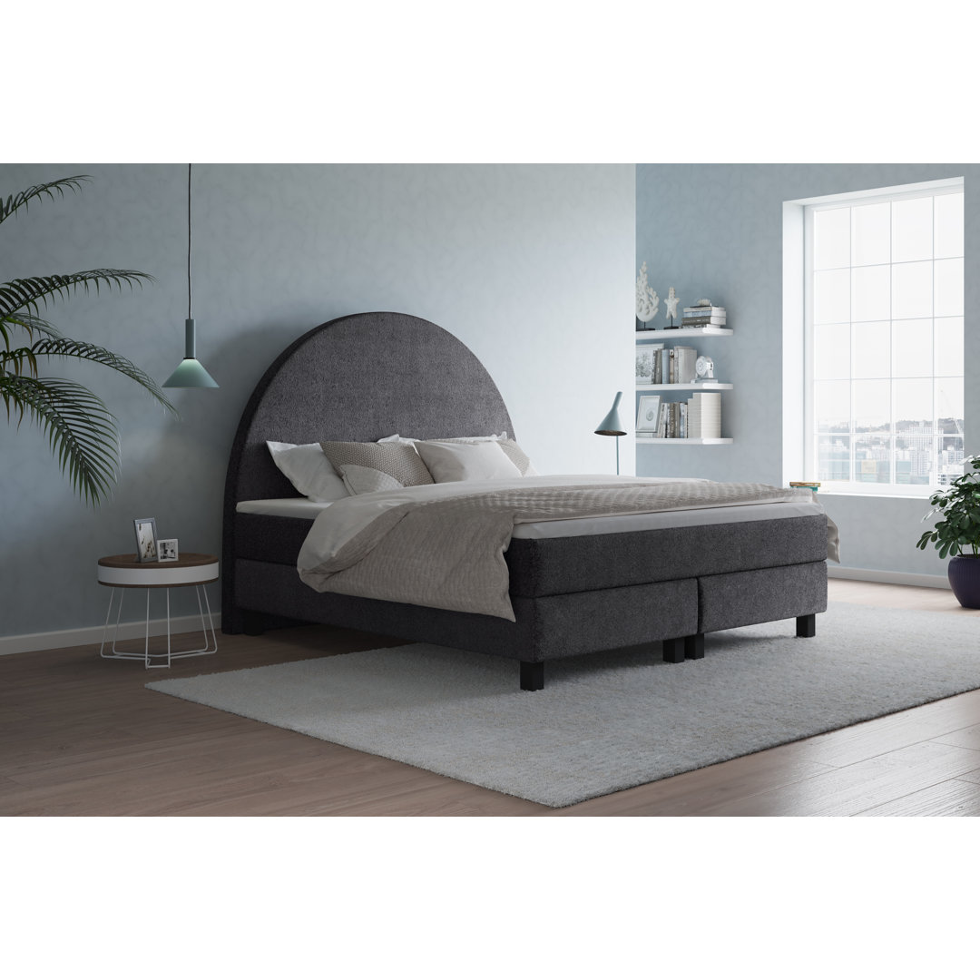 Boxspringbett Ladonda mit Kaltschaum Topper, mit Bouclé Stoff bezogen