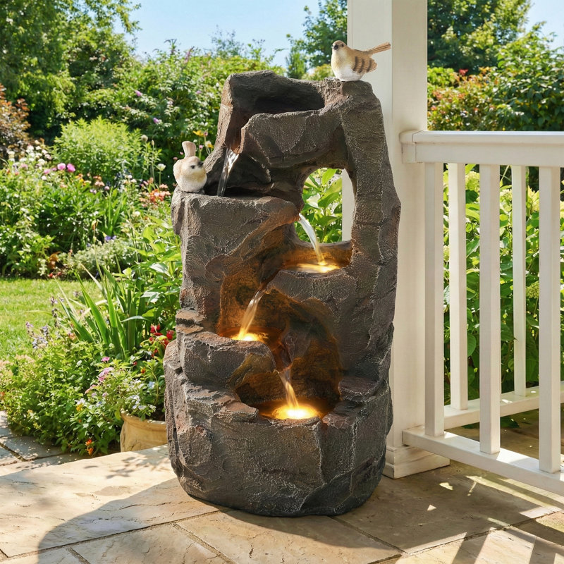 Outdoor Fountain with Lights