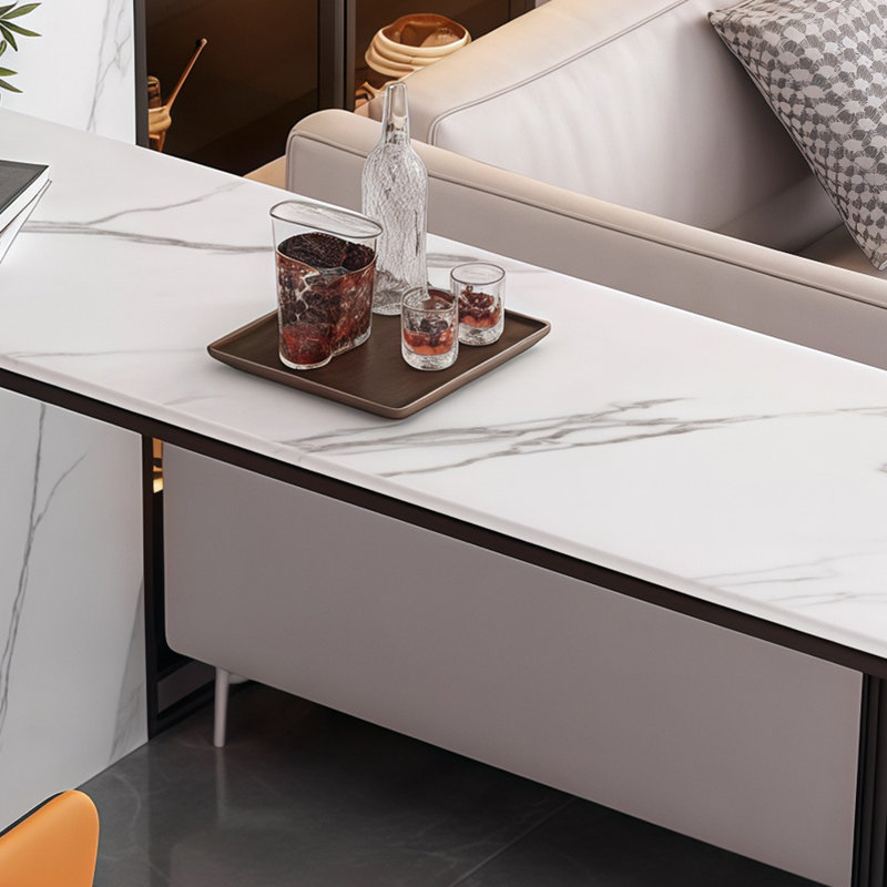 Modern and simple bar table, 41.3"H x 62.9"L x 15.7"W, White, Black