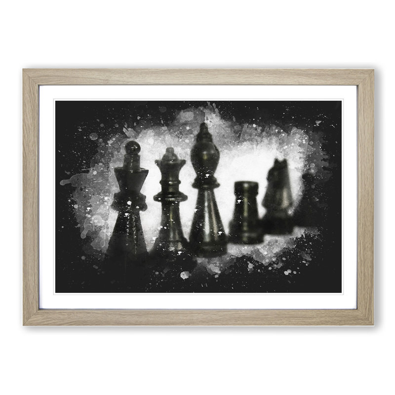 Chess Pieces Vol.1 - Picture Frame Painting, 27cm H x 36cm W x 2cm D, Oak Framed