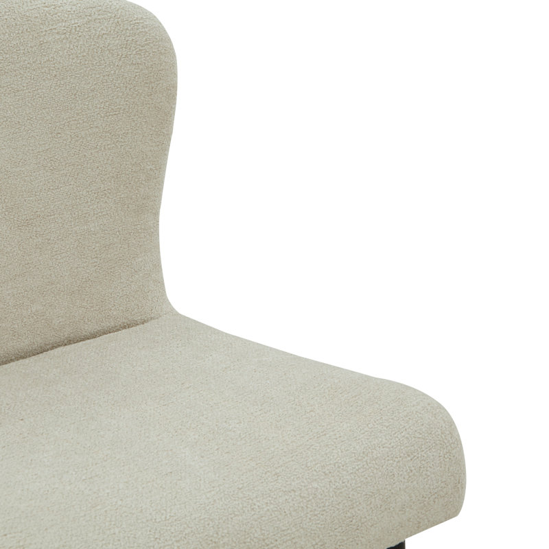 Katlynn Taupe Boucle Upholstered Side Chair with Black Metal Legs