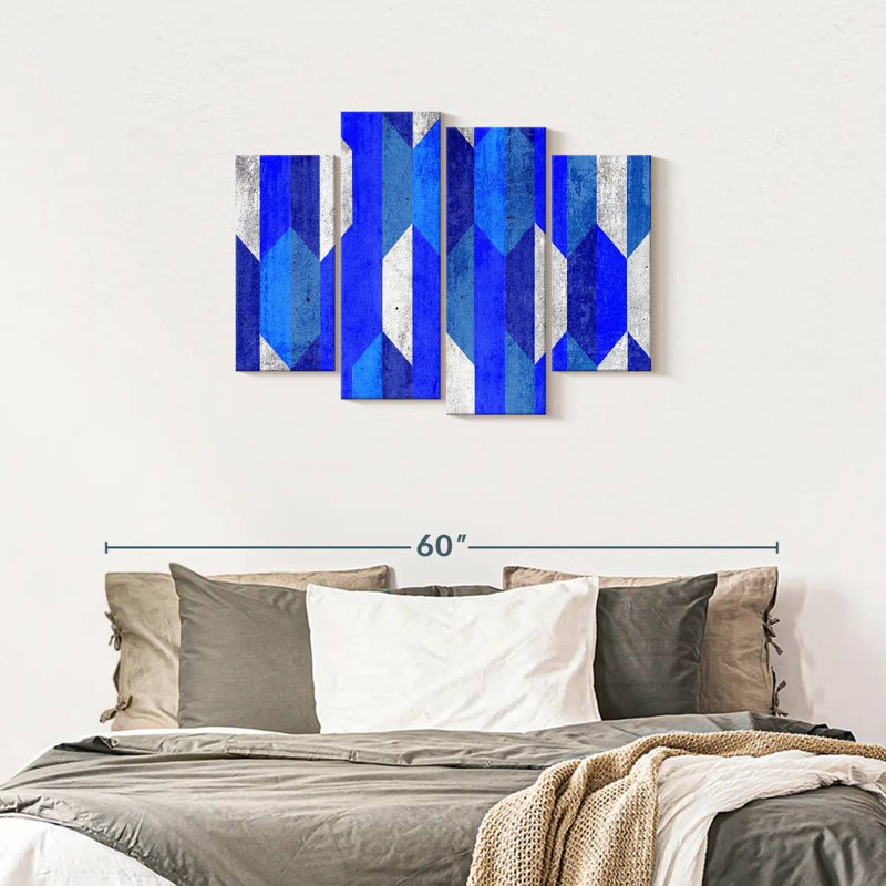 Abstract Blue Hexagons Multi Piece Canvas Print, 43" H x 27" W x 1" D