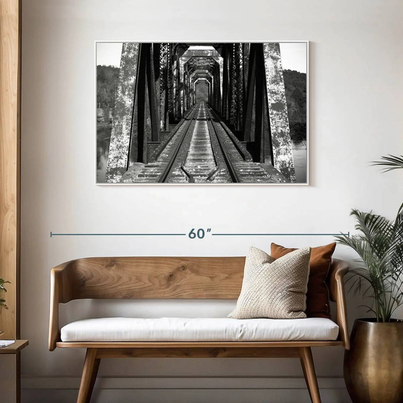 Old Bridge, 25" X 17", Floating Frame White