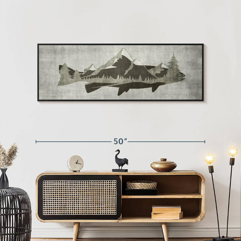 Truite de montagne I, Cadre flottant noir, 49 po x 17 po