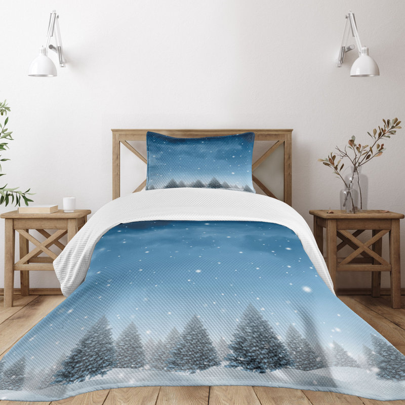 Blue Twin Quilted Bedspread Set with Pillow Sham