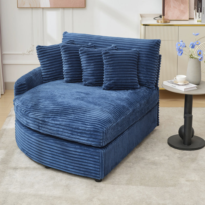 Chaise longue rembourrée avec coussin, Marine, Orienté à droite