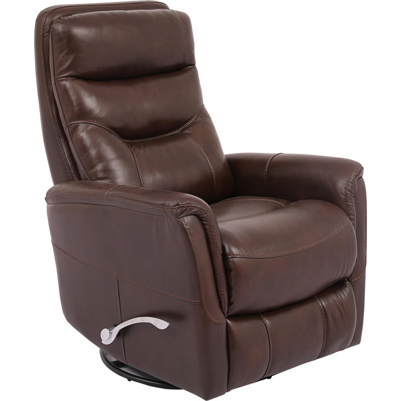 Fauteuil inclinable manuel pivotant 30 po en cuir fleur avec accoudoirs évasés, Cuir véritable robuste