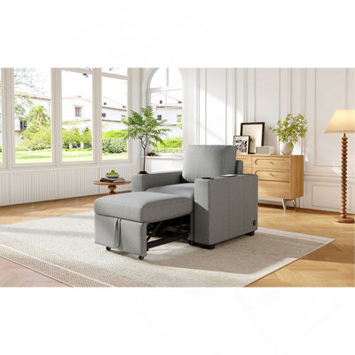 35.4" Modern Sofa Pull-out Sofa Bed Sofa Couch Single Sofa Chair for Living Room, Gray