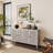  4-Door Shutter Cabinet - Rustic Whitewashed Sideboard with Adjustable Shelves | Entryway, Living Room & Dining Storage | Easy Assembly MDF & Fir Wood-135503675