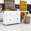 Versatile Kitchen Cart with Lockable Wheels, Extendable Table, and Spacious Cabinets-49812788