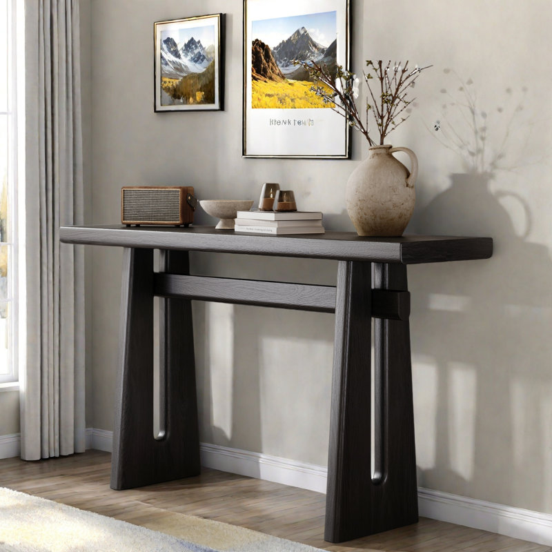 Elegant Console Table With Geometric Silhouette, Black