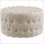 Ottoman 31.5" Round Velvet-Feel Button Tufted for Living Room, Entryway | Beige | Polyester