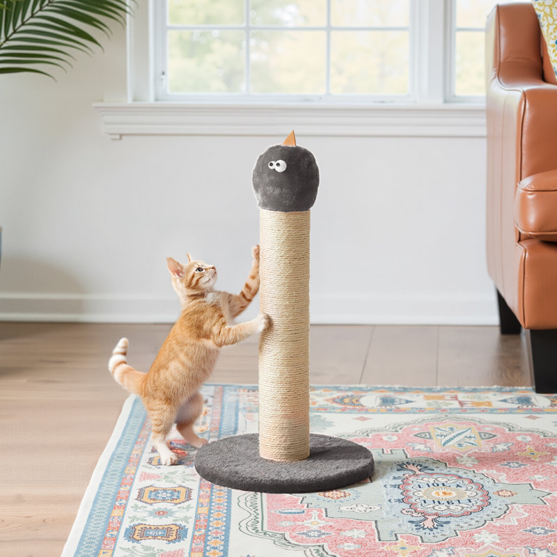 Grattoir 22 "en forme de monstre - Grattoir durable en sisal pour grands chats et chatons, 22" H x 13.4" W x 13.4" D, Gris