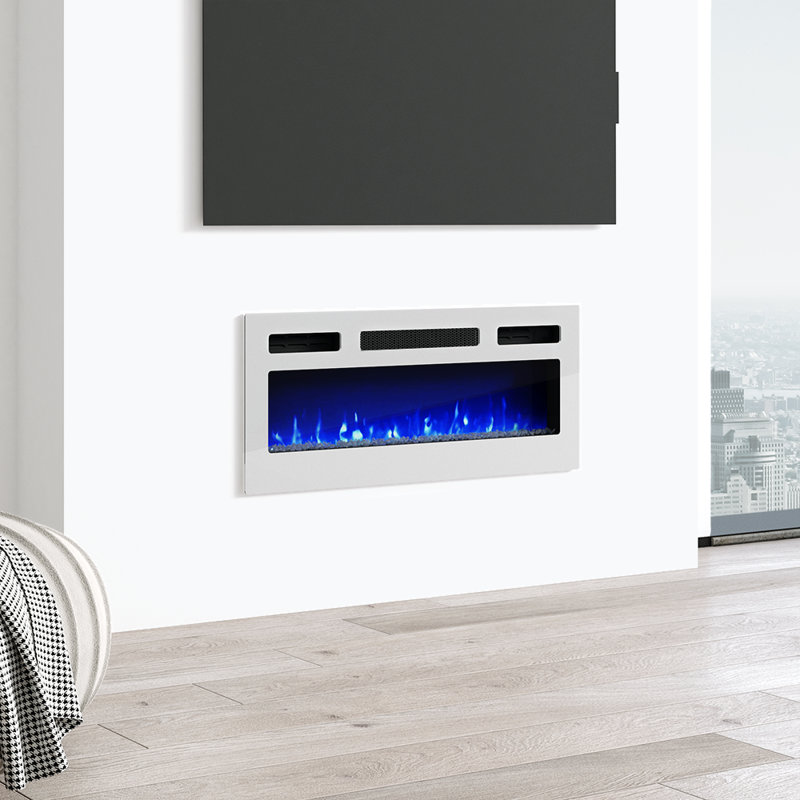 31.5" Electric Fireplace Heater - White, White