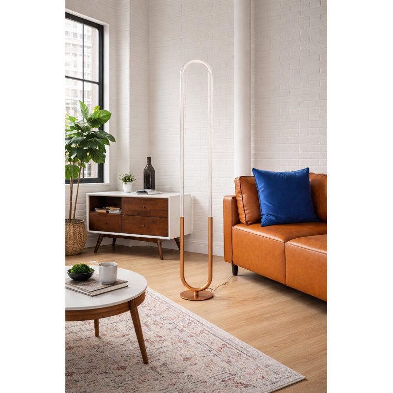 Soreno Modern LED Floor Lamp - Rose Gold - Clear