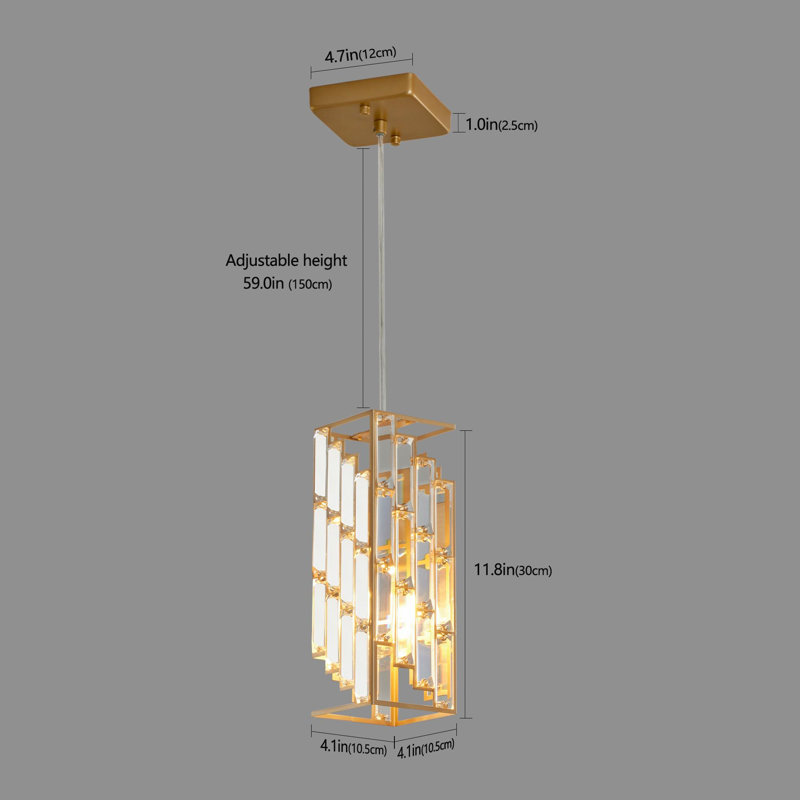 Lustre en cristal moderne et élégant avec prisme en cristal (ampoule non incluse), Argent argent