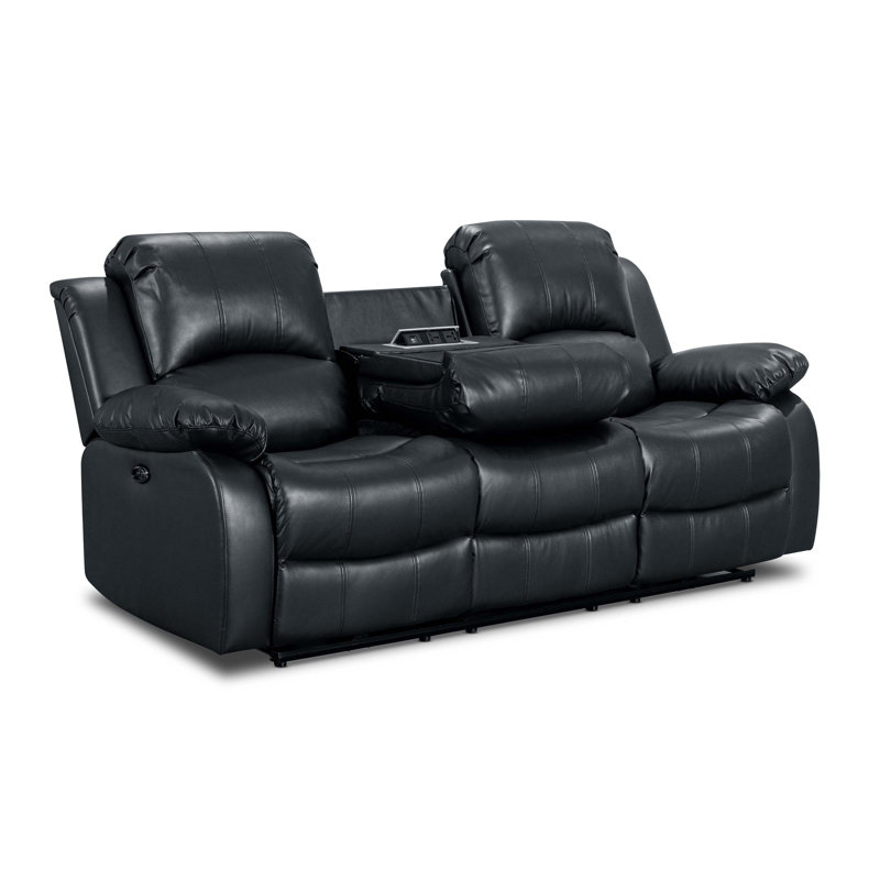 Lowell 157cm Faux Leather Reclining Loveseat, 3, Lowell Black Faux Leather