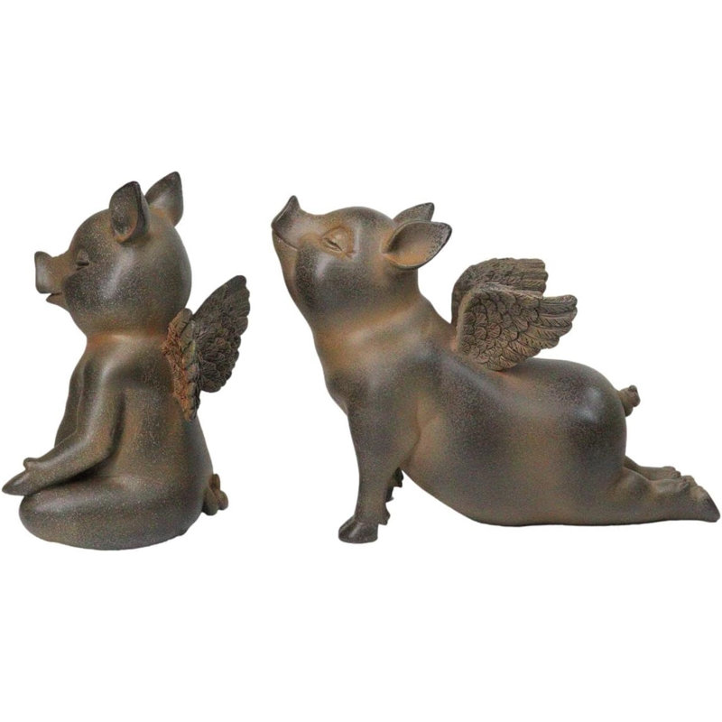 Ensemble de 2 figurines de cochons de yoga en cobra et lotus