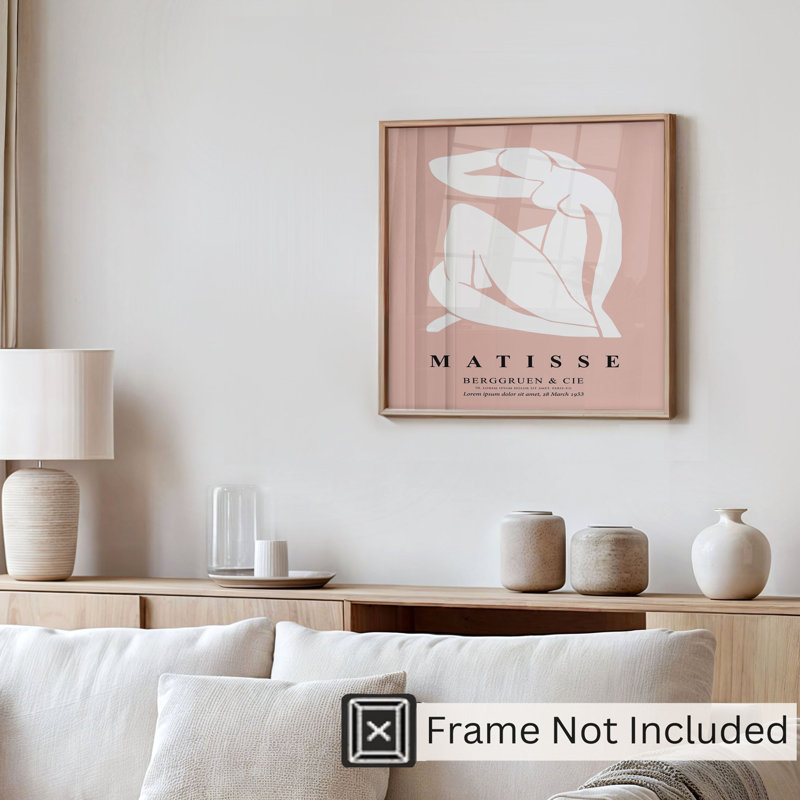 «People and Portraits Matisse», reproduction d'art moderne sans cadre Mid-Century, H 14 po x l 14 po, Rose corail