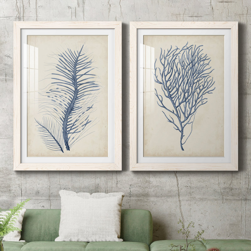 Indigo Coral, H 37,5 po x l 55 po x P 1,5 po, Papier encadré blanc, Blanc