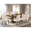 L'ensemble de table de cuisine 9 pièces comprend une table de salle à manger rectangulaire avec rallonge amovible et 8 chaises rembourrées en tissu de lin beige clair, noyer antique-2090707498-2090707493