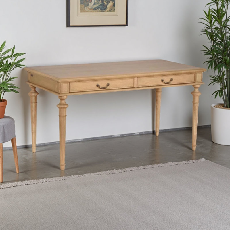 Solid wood white oak desk with drawers