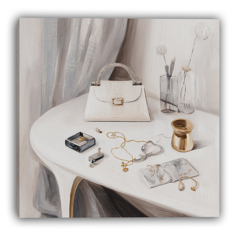 Accessoire de designer sur toile, parfum de sac à main neutre et bijoux Glam Decor GT15480, H 20 po x l 20 po x P 1,5 po