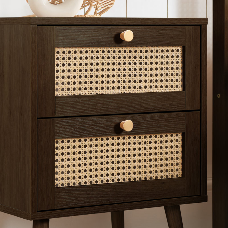 Noemi 2 Drawer Bedside Table, Walnut