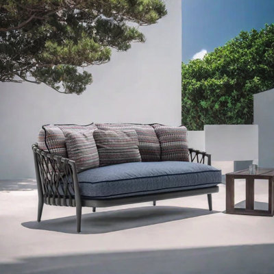 Mayrely 59.05'' Wide Rectangle Aluminum Loveseat with Cushions