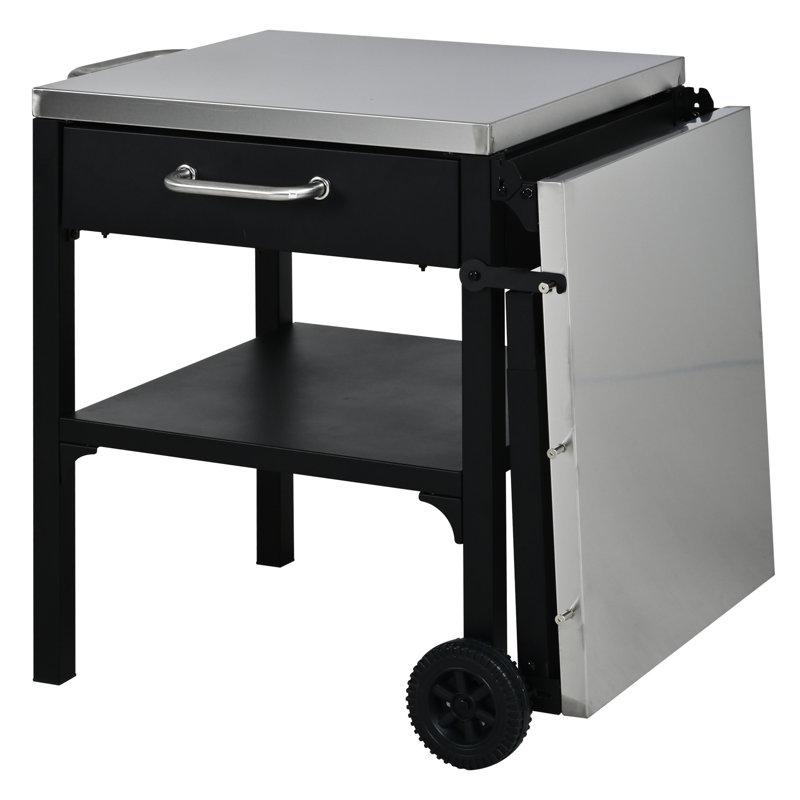 Chariot de cuisine portatif avec table pliable et mobilité pour les rassemblements en plein air, par tous les temps - Construction
