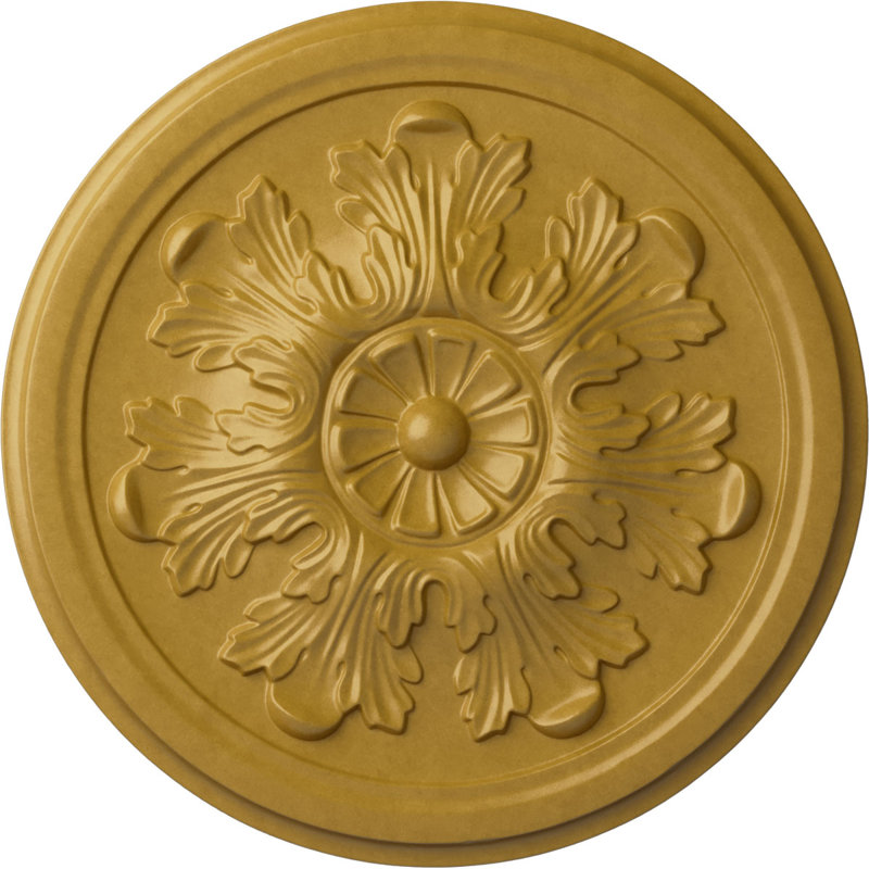 Médaillon de plafond en acanthe Endurathane Legacy, DO 12 3/4 po x P 7/8 po (convient aux auvents jusqu'à 3 1/2 po), fini or irisé peint à la main