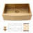Gold Undermount Farmhouse Apron Front Kitchen Sink 16 Gauge Stainless Steel Single Bowl Kitchen Sink with Bottom Grid-51966003-90597469