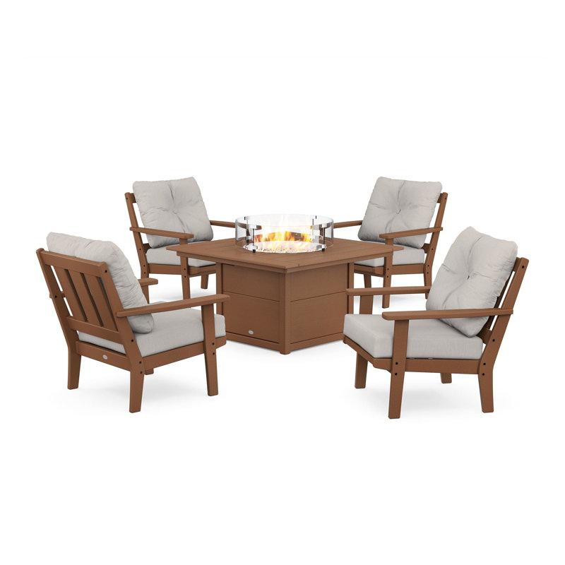 Oxford 5 Piece Multiple Chairs Seating Group with Cushions, Sand, Granite