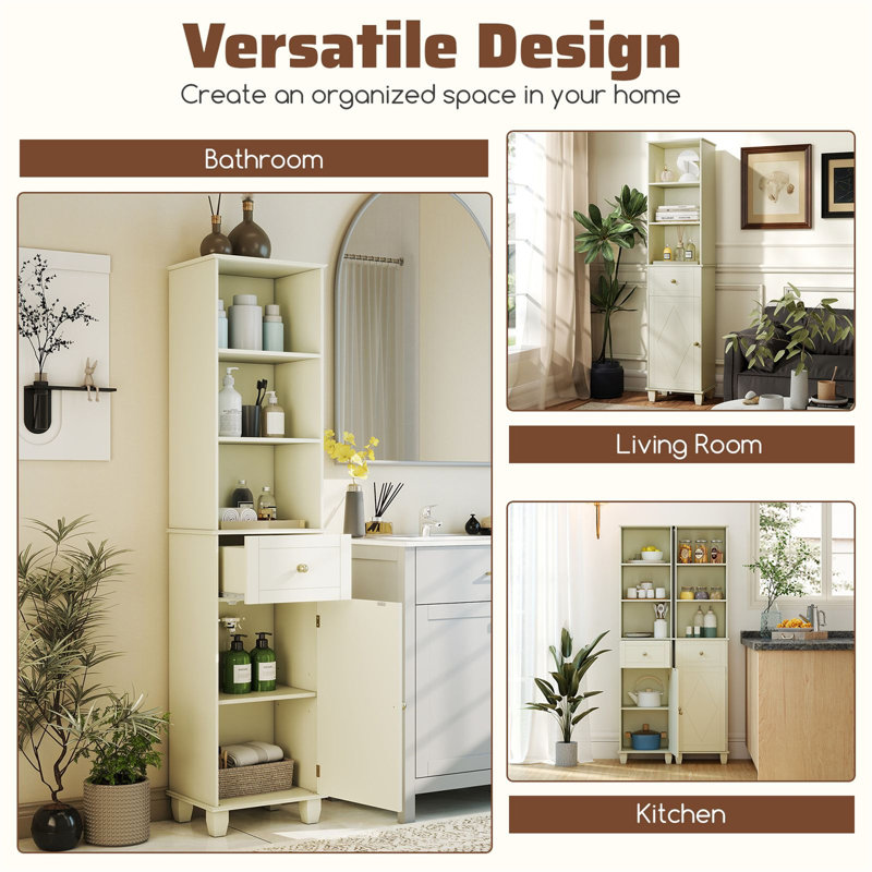 Freestanding Linen Cabinet, Green