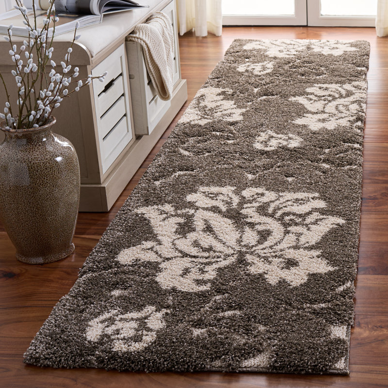 Chaffin Floral Dark Beige Area Rug, Runner 2'3" x 9'