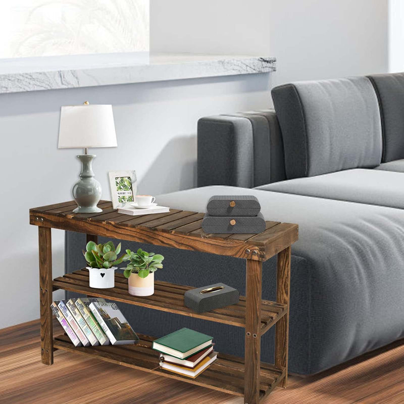 6 Pair Shoe Storage Bench, 3-Tier Shoes Rack, Brown