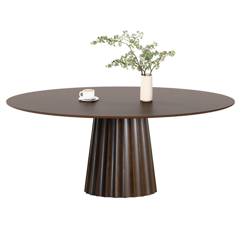 67" Pedestal Solid Wood Oval Dining Table Seats 6, Walnut