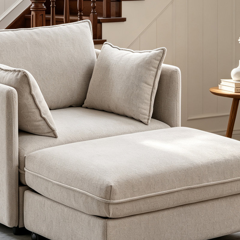Fauteuil d'appoint surdimensionné de 103,5 cm de large, canapé-lit nuage en chenille à assise profonde avec repose-pieds