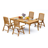 6 Seats 7 Pcs Grade-A Teak Wood Dining Set: 83" Rectangle Table And 6 Marley Folding Reclining Arm Chairs #11MR1806